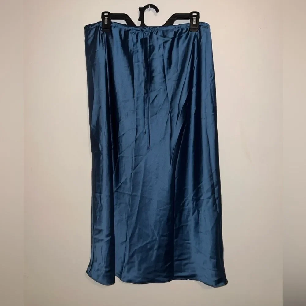 NWOT Haven Well Within Talbots Large Flowy Drawstring Midi Skirt Satin